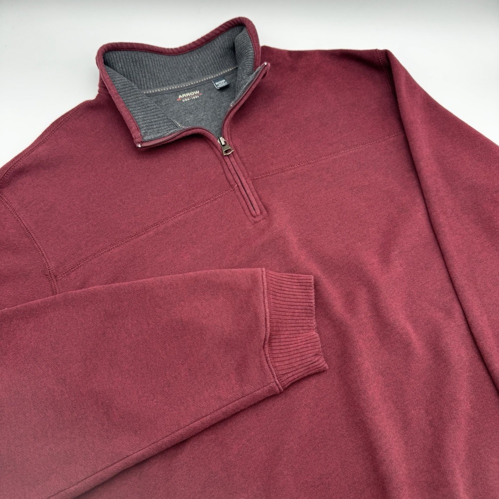 Mens Arrow Quarter Zip Sweater Long Sleeve XXL Burgundy Maroon 52K3681606